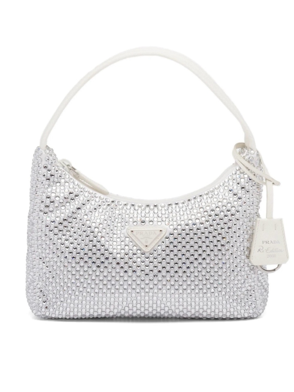 Prada Silver Crystal-Studded Shoulder Bag